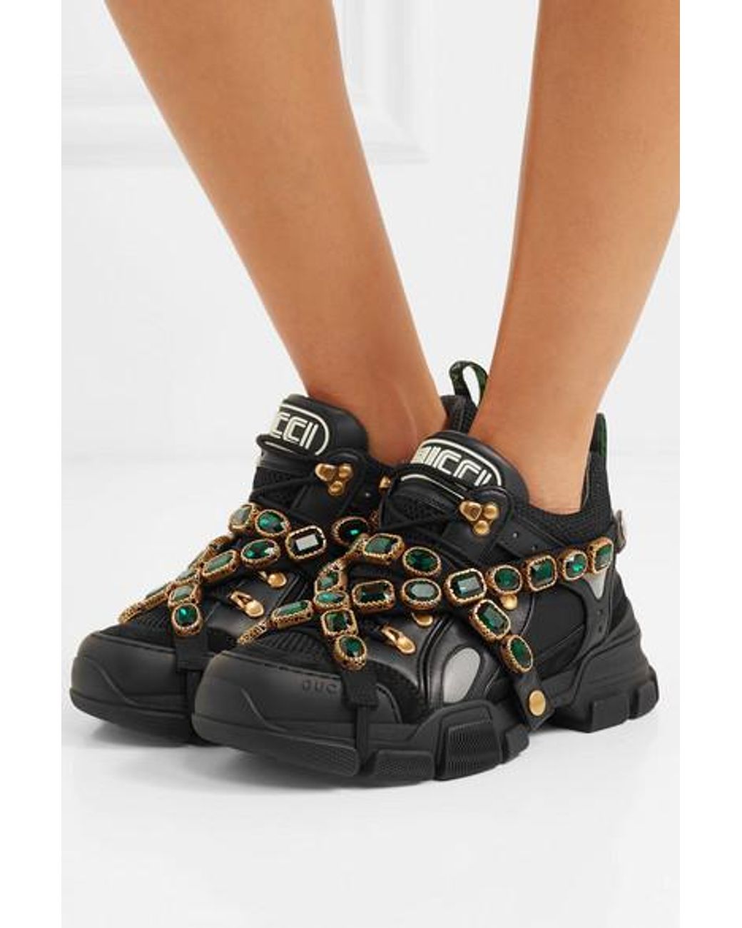 Gucci Flashtrek Sneakers With Removable Crystals in Black | Lyst