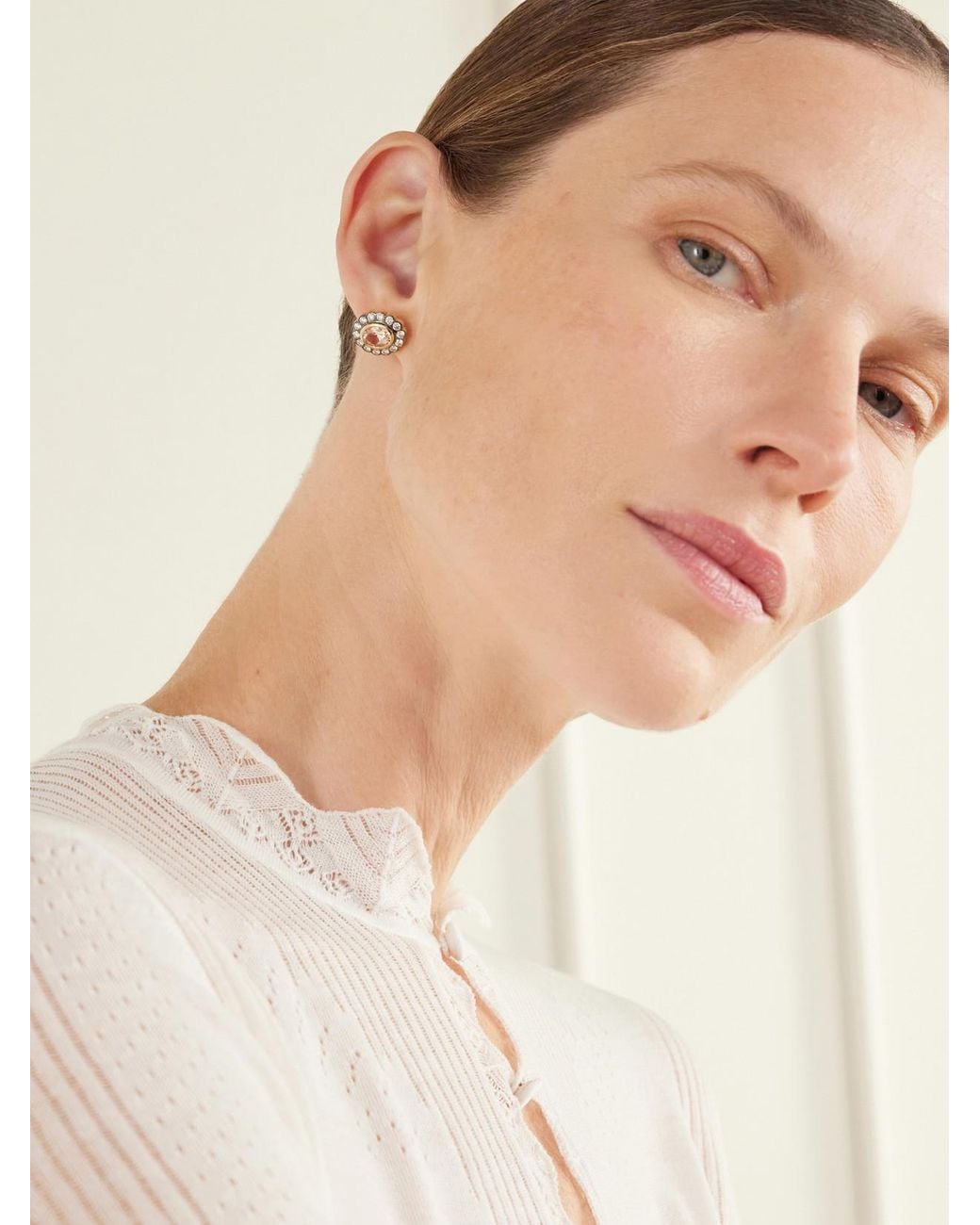 Marlo Laz Natural Lexie 14-Karat, Morganite And Diamond Earrings