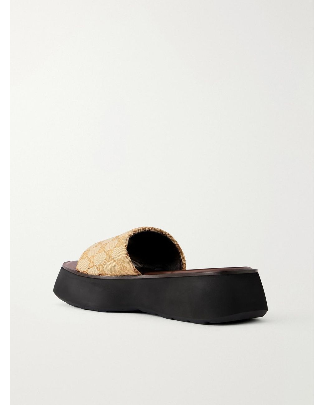 Gucci White Gg Supreme-Jacquard Canvas Platform Slides