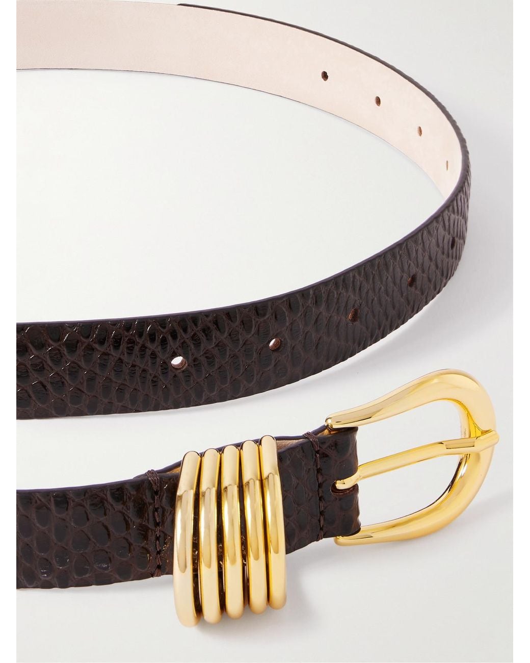 DEHANCHE Brown Hollyhock Viper Snake-Effect Leather Belt