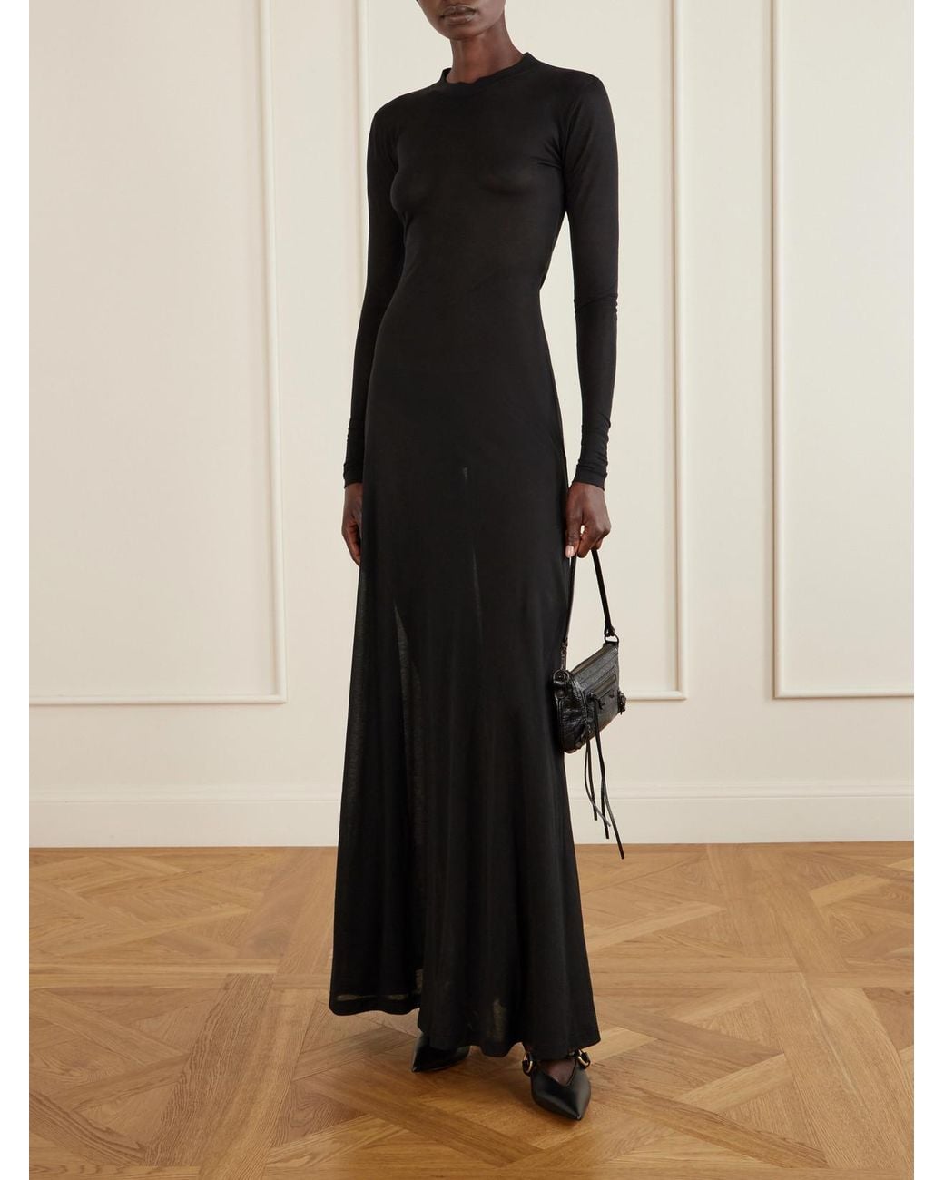 Balenciaga Black Le City Pouch On A Strap Embellished Crinkled-Leather Shoulder Bag