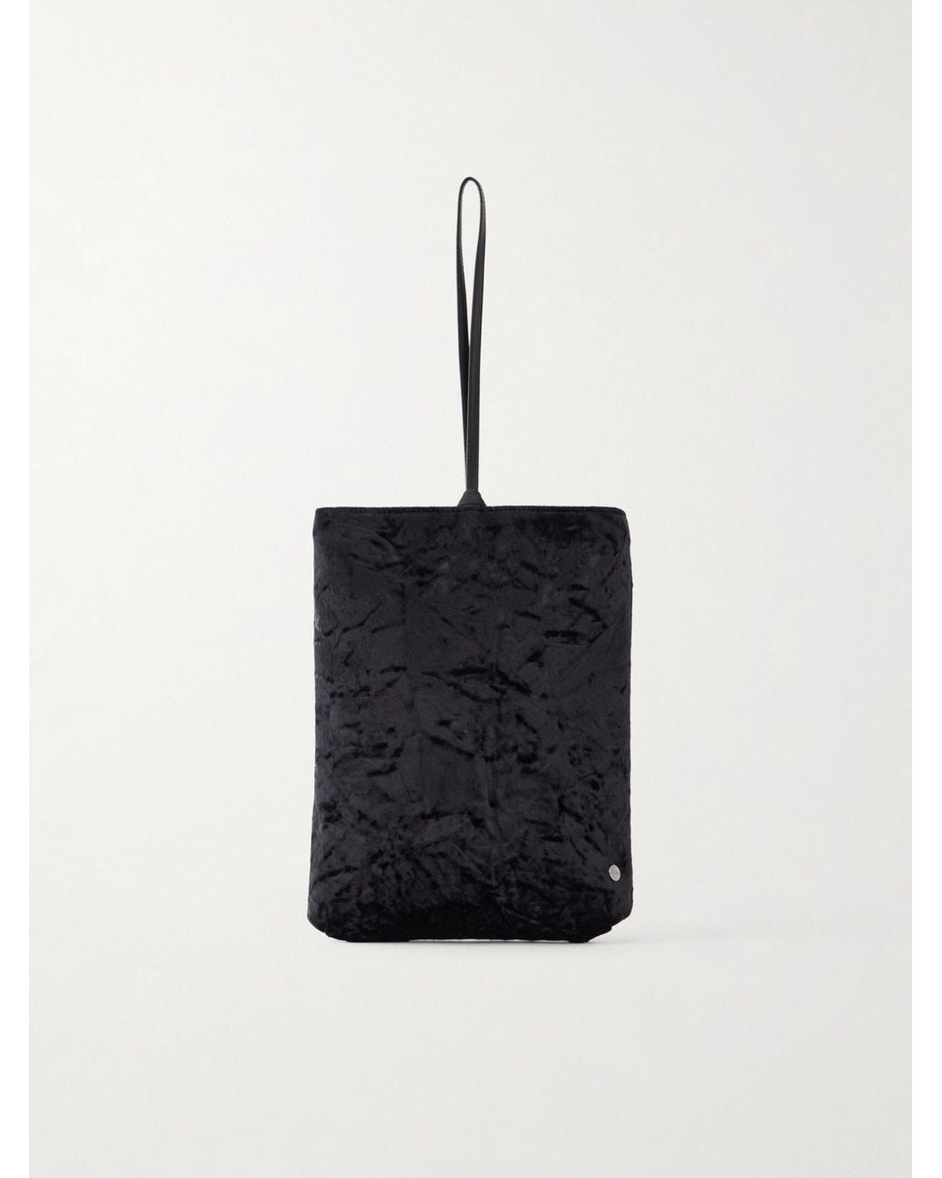 Valesque White Bundle Leather-Trimmed Velvet Clutch