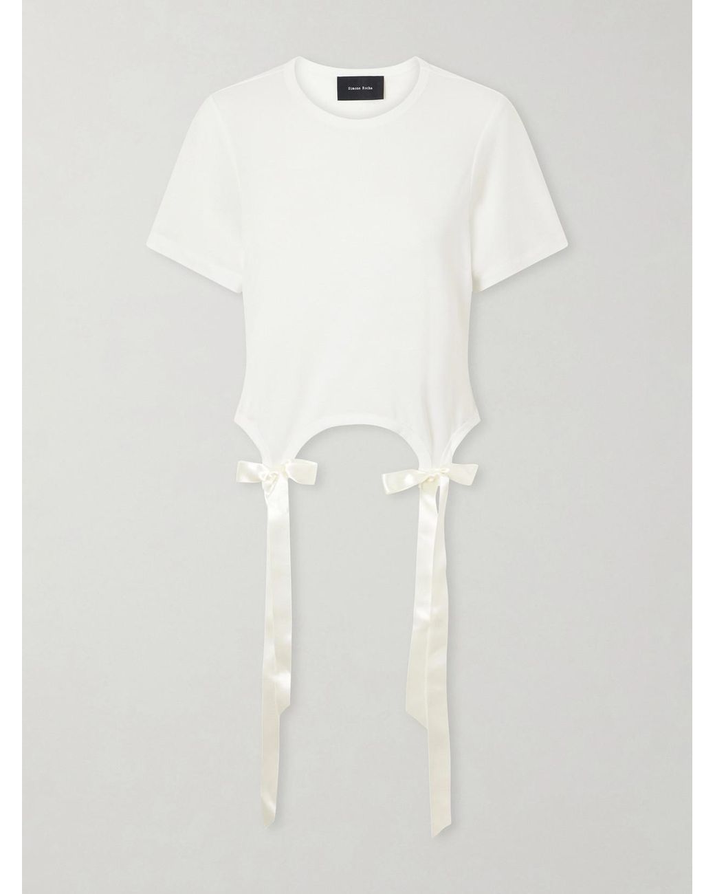 Simone Rocha White Bow-Detailed Jersey T-Shirt