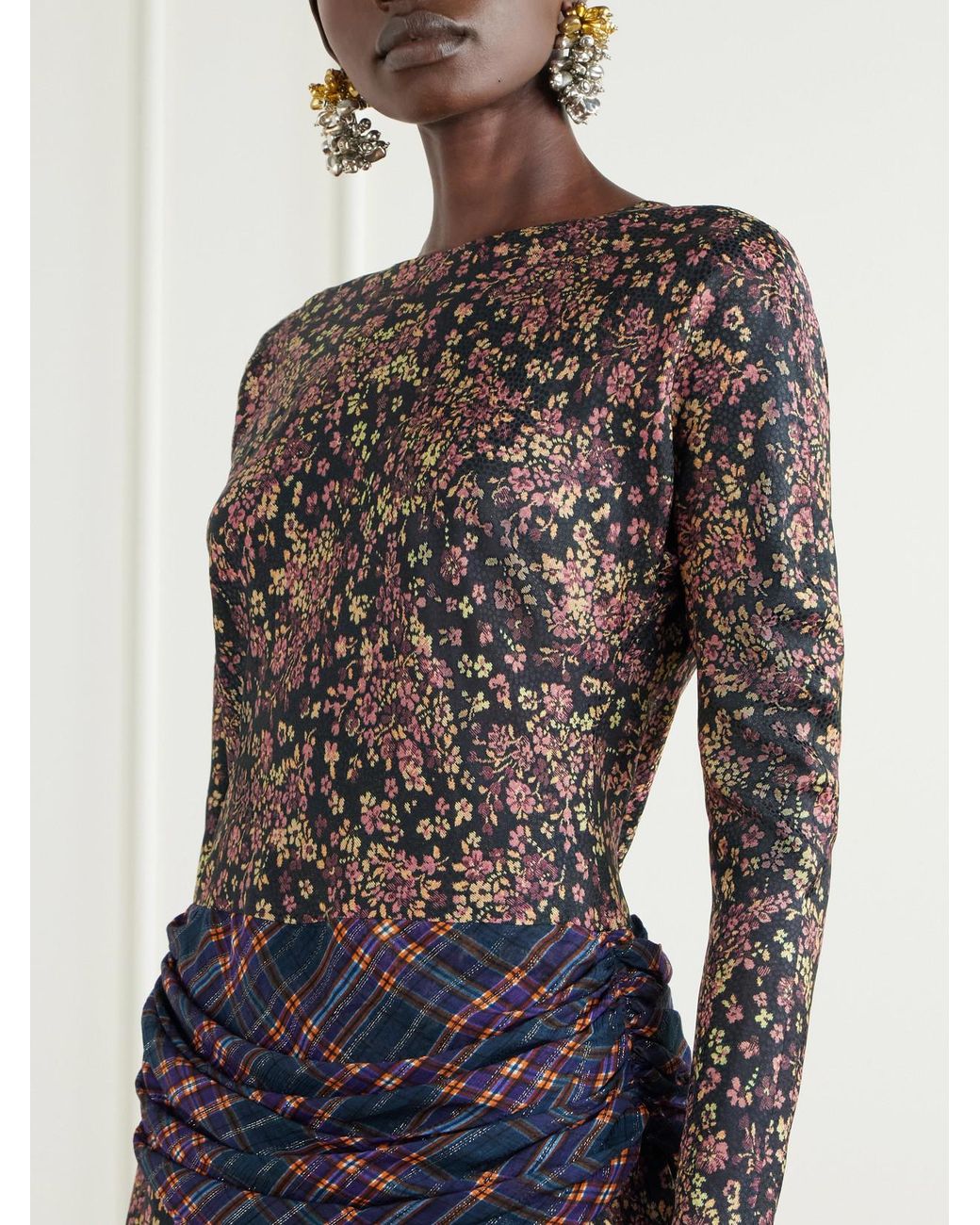 Dries Van Noten Multicolor Floral-Print Crepe Midi Dress