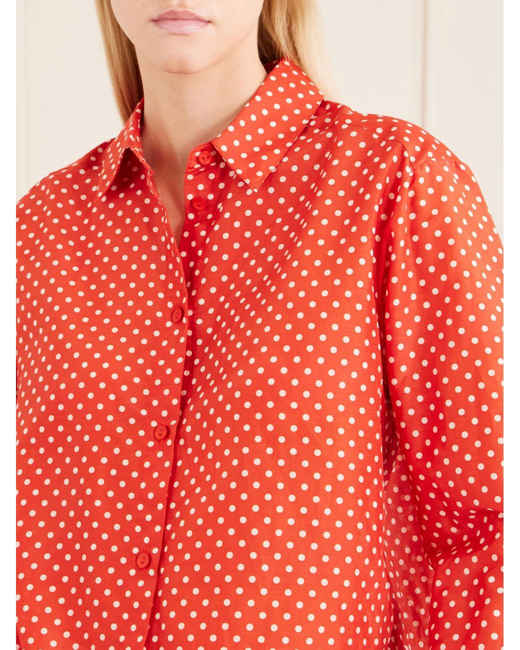 Matteau Pink Polka Dots Organic Cotton Blend Shirt