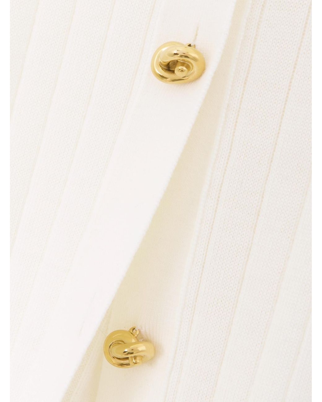 Bottega Veneta Natural Ribbed Wool Cardigan