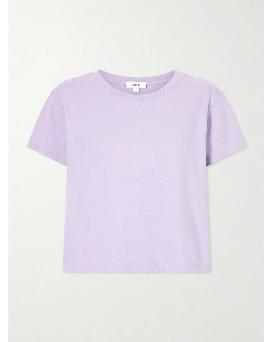 Agolde Purple Adine Cropped Organic Cotton-Jersey T-Shirt