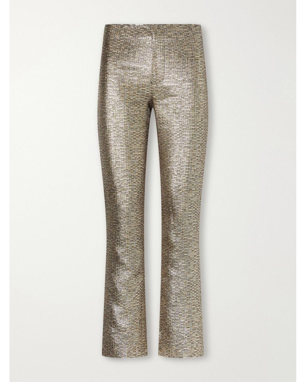 LIBEROWE Natural Lillian Textured Metallic Jacquard Slim-Fit Pants