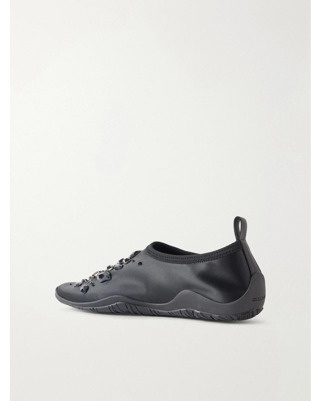 Jil Sander Black Elbe Embellished Satin Slip-Ons