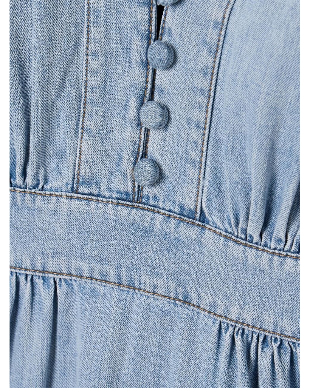 Zimmermann Lucky Gathered Denim Midi Dress in Blue | Lyst