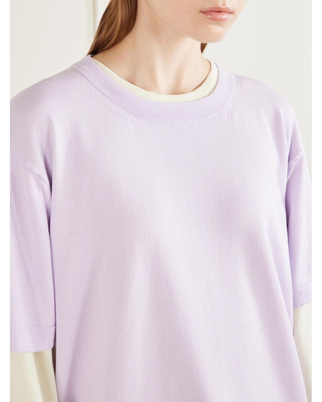 &Daughter Pink T-Knit Ribbed-Knit Cotton T-Shirt