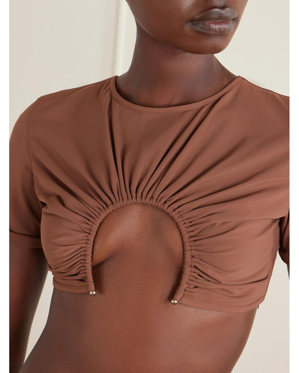 Christopher Esber Brown U Prong Tee Bikini Top