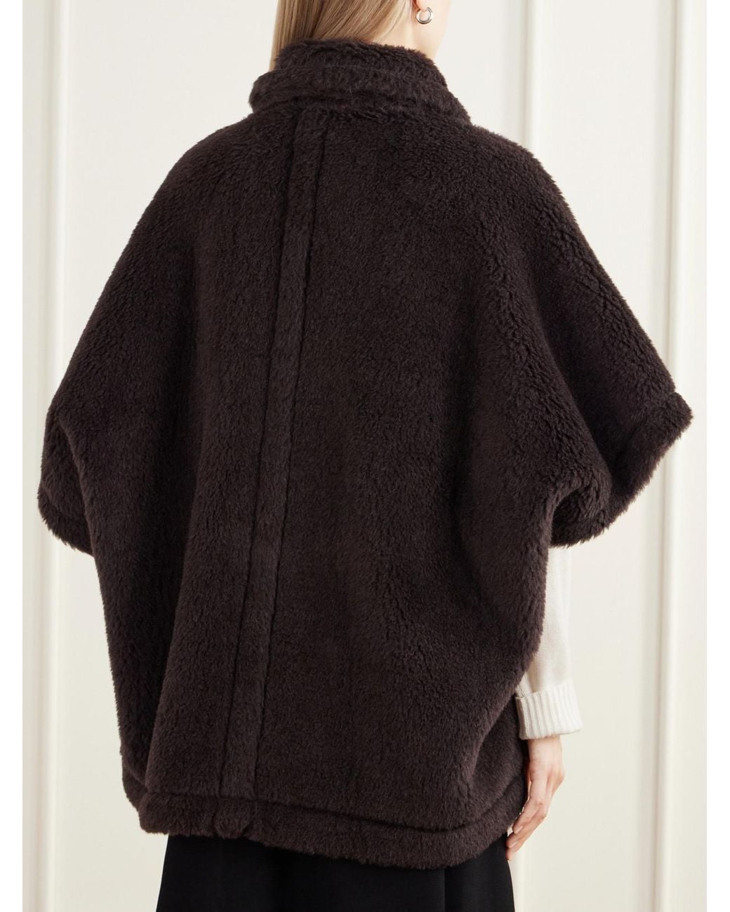 Max Mara Black Tebe Alpaca, Wool And Silk-Blend Fleece Cape
