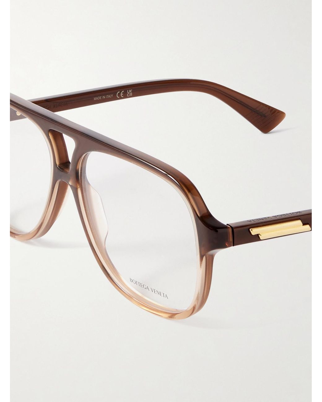 Bottega Veneta Brown Ribbon Aviator-Style Acetate Optical Glasses