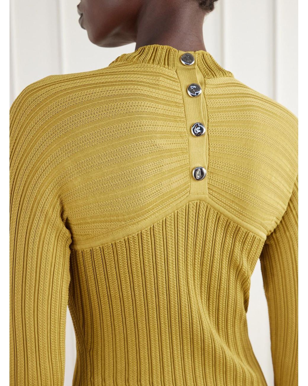 Proenza Schouler Yellow Roux Ribbed Midi Dress