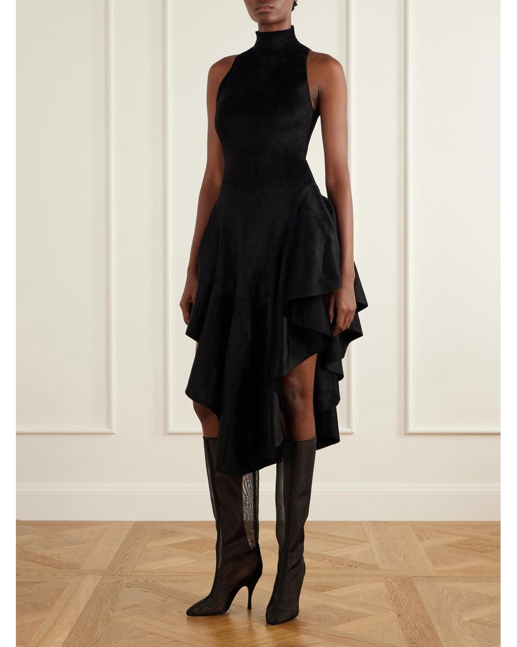 Alaïa Gray Tube 100 Tulle Knee Boots