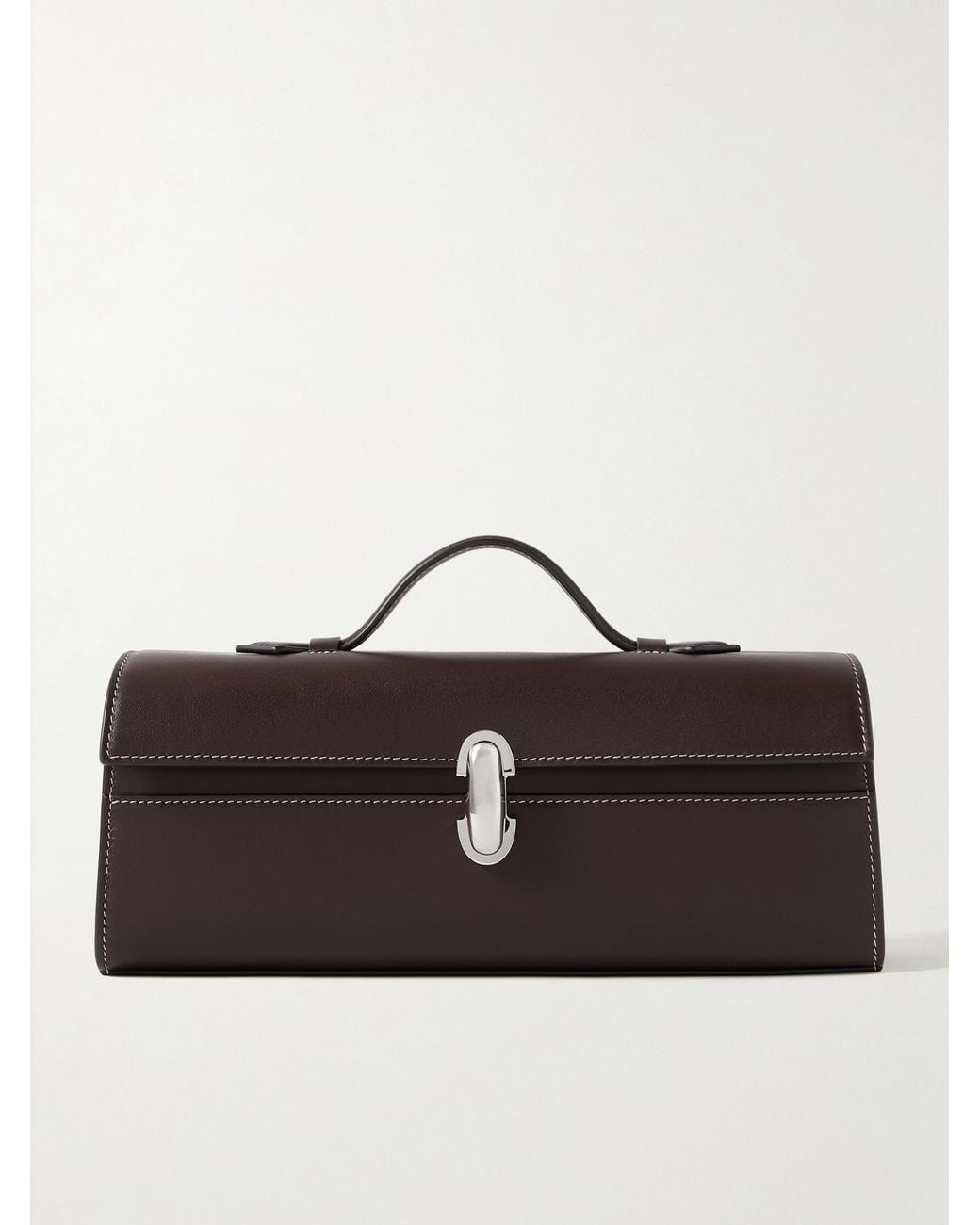 SAVETTE Brown Slim Symmetry Leather Top-Handle Bag