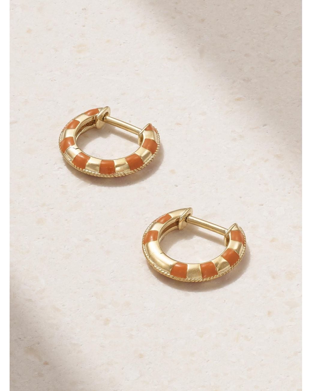Yvonne Léon Natural 9-Karat And Enamel Hoop Earrings
