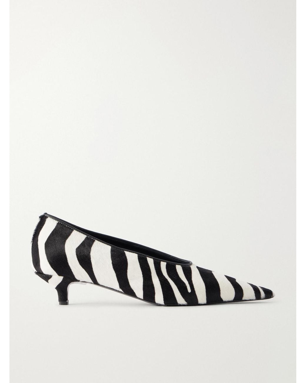 Totême White Sharp 35 Zebra-Print Calf Hair Pumps