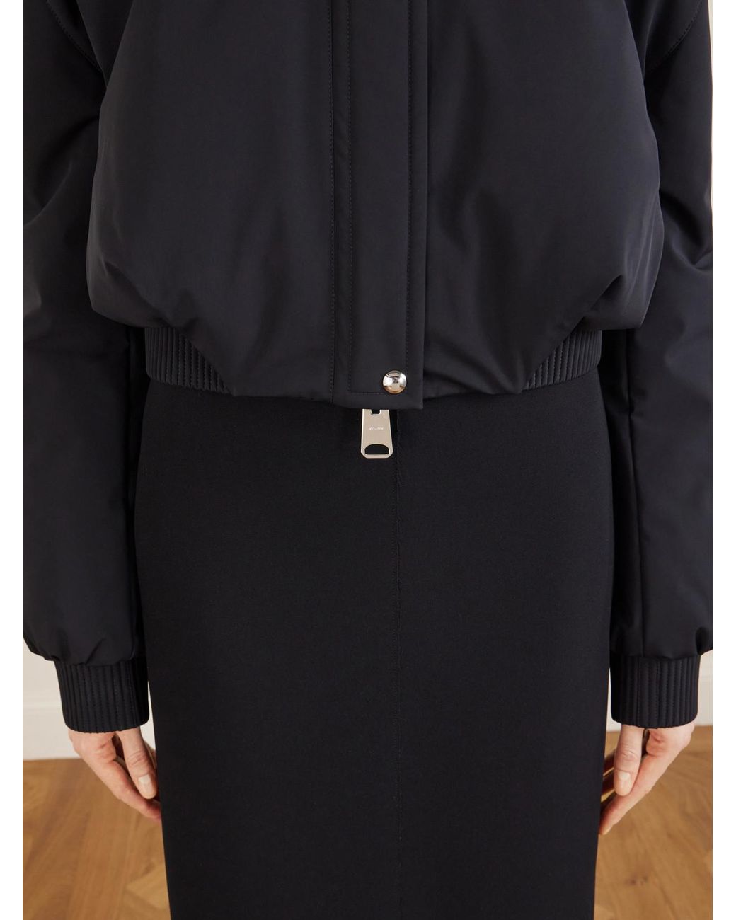 Khaite Black Cordan Cropped Shell Bomber Jacket