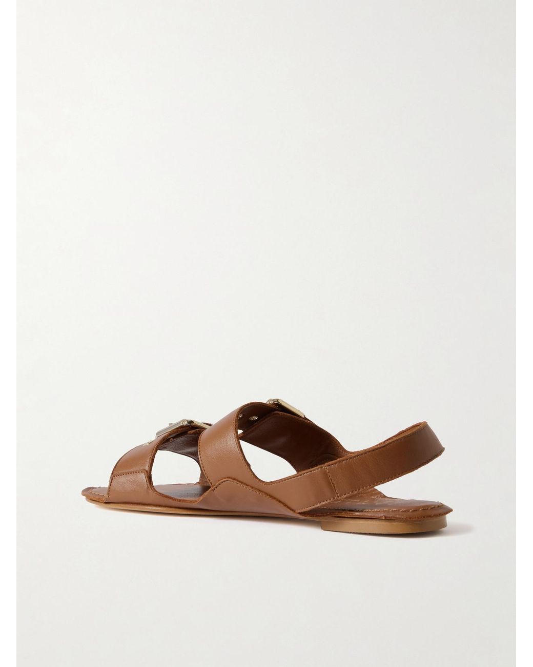 Jamie Haller Brown The Double Buckle Leather Sandals