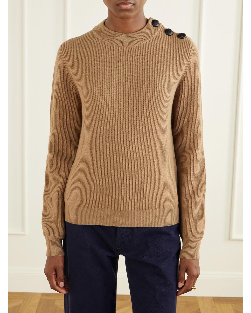 Blazé Milano Natural Racka Ribbed Wool And Cashmere-Blend Sweater