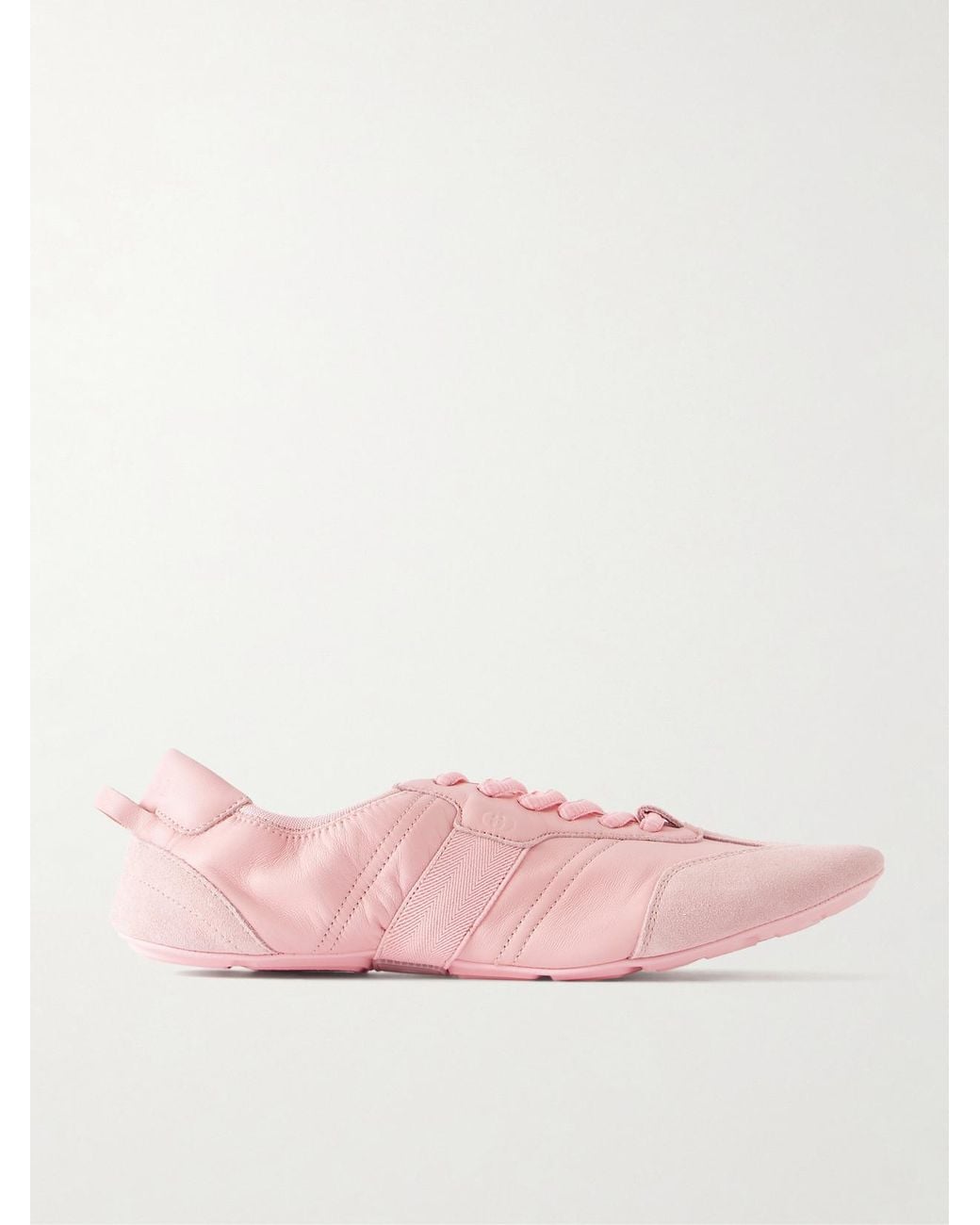 Gucci Pink Flex Suede-Trimmed Leather Sneakers