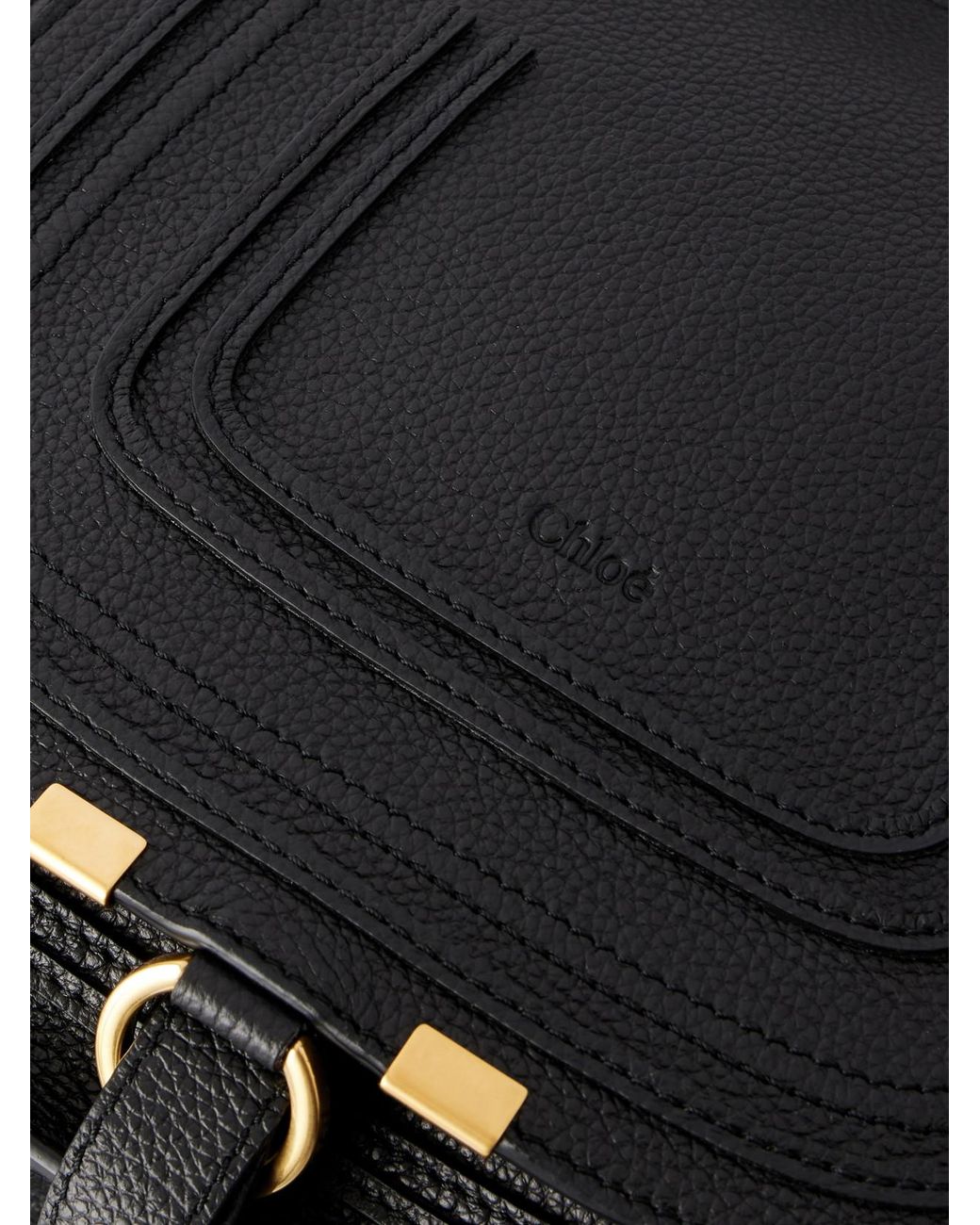 Chloé Black Marcie Textured-Leather Top-Handle Bag
