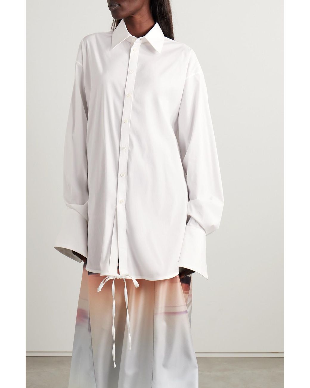 Peter Do Convertible Cotton-blend Sateen Shirt in White | Lyst Canada