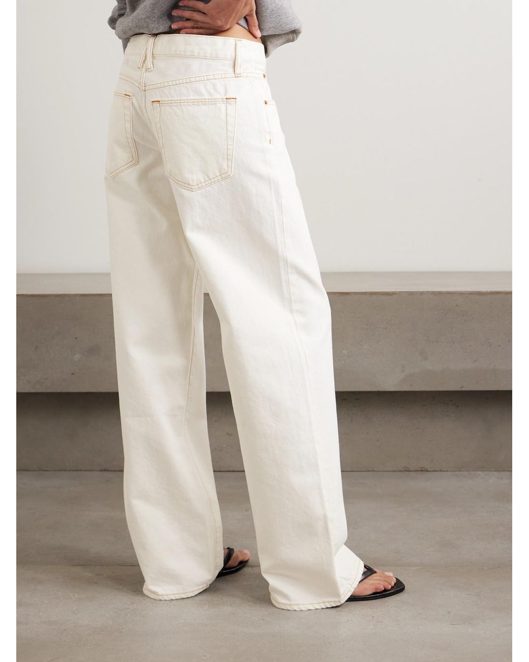 SLVRLAKE Denim White Lexi Low-Rise Wide-Leg Jeans