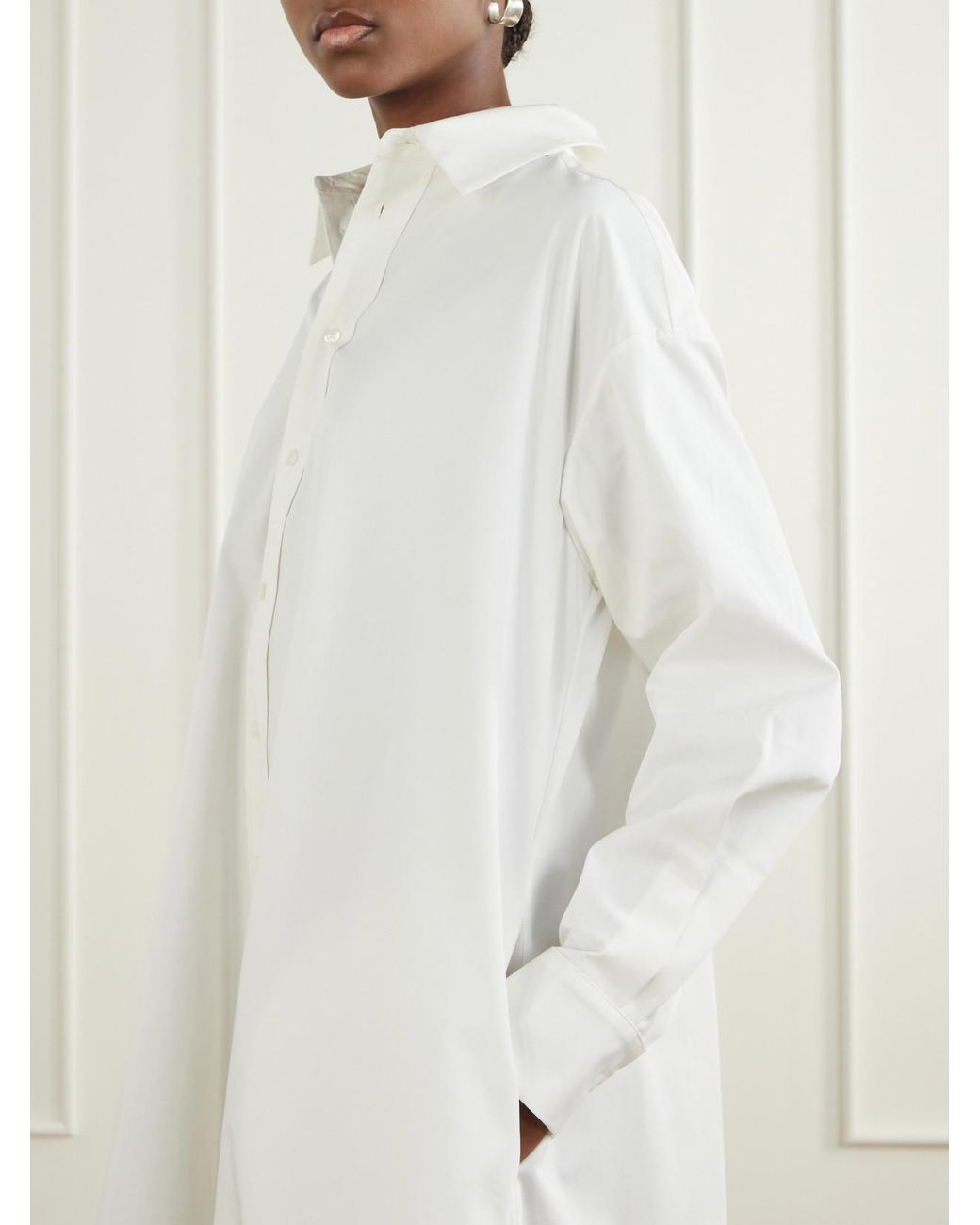 Kallmeyer White Bayla Cotton-Poplin Midi Dress