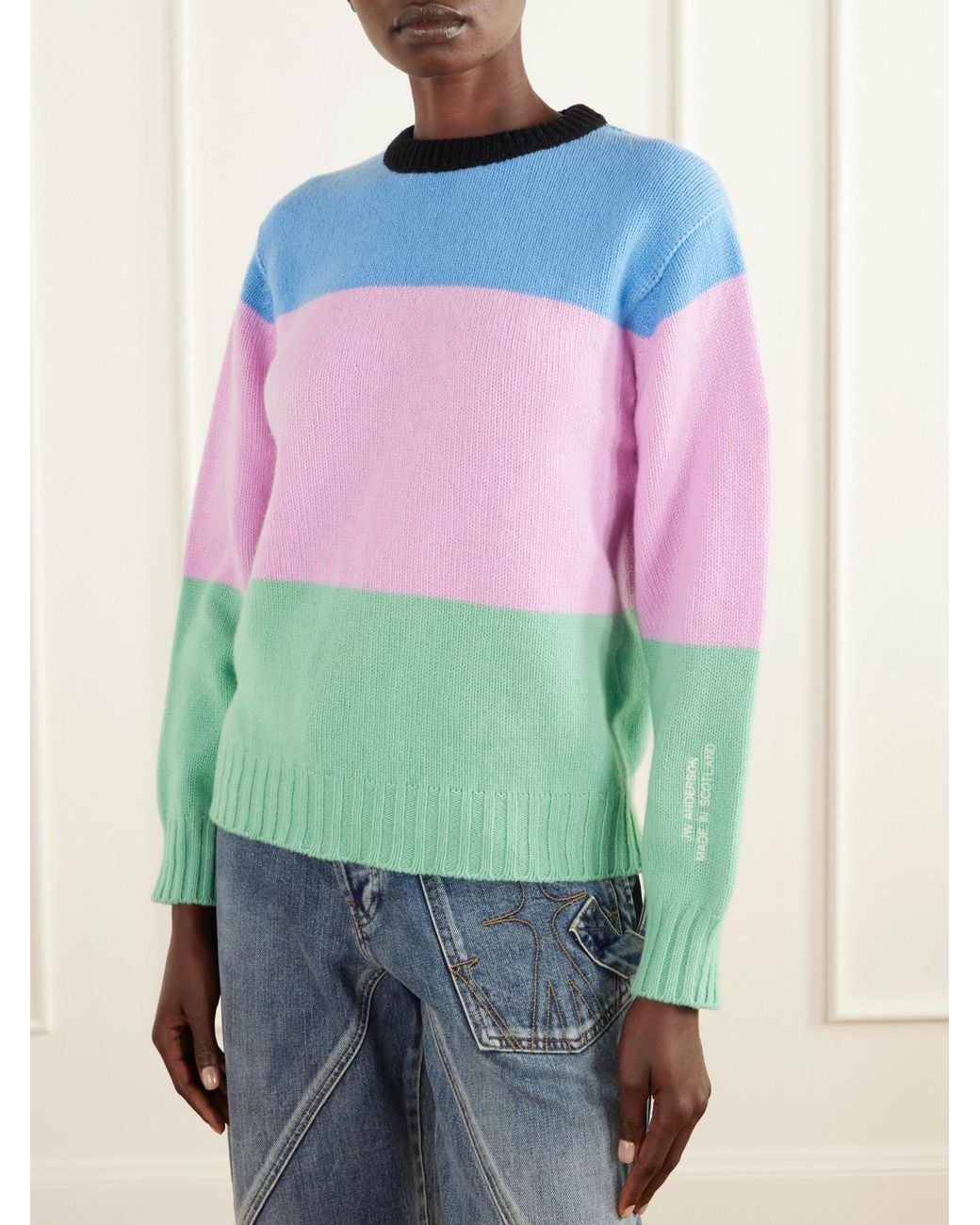 J.W. Anderson Blue Color-Block Intarsia-Knit Wool Sweater