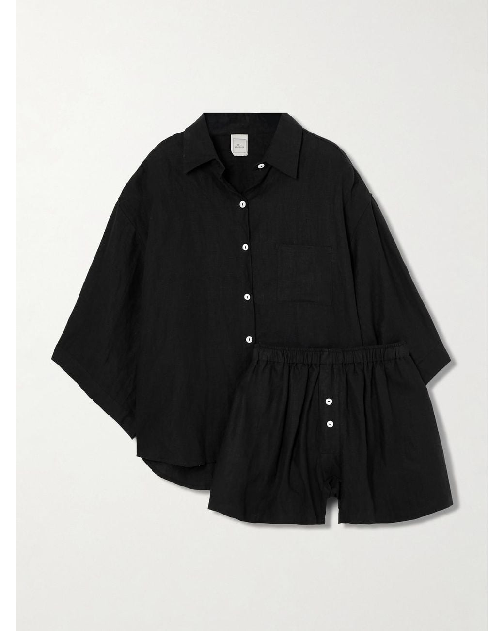 Deiji Studios Black 03 Linen Shirt And Shorts Set