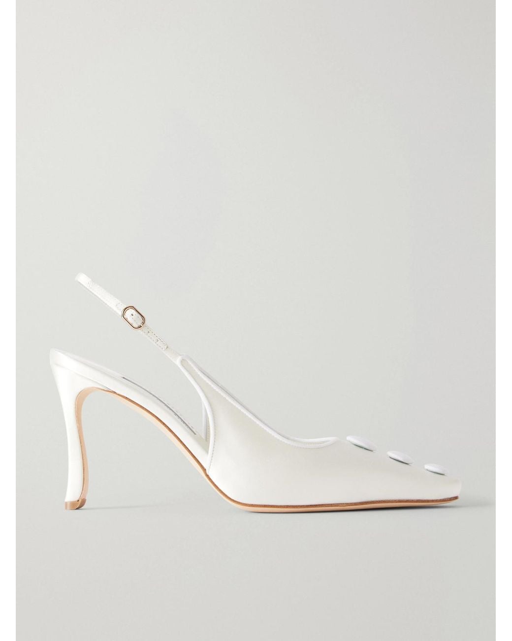Manolo Blahnik Natural Alexa 90 Embellished Satin Pumps