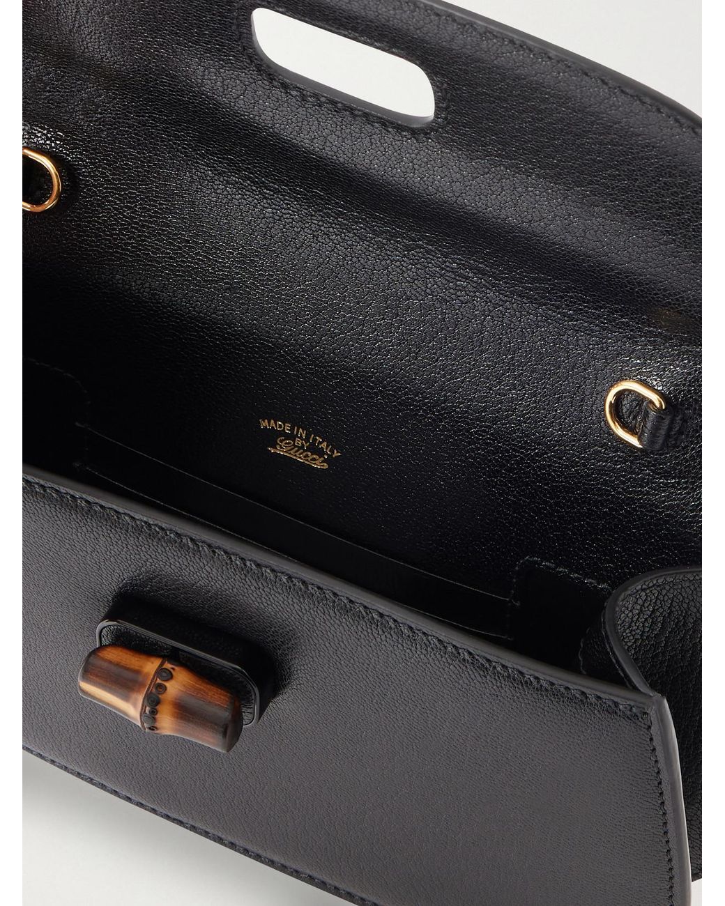 Gucci Black Bamboo 1947 Textured-Leather Clutch