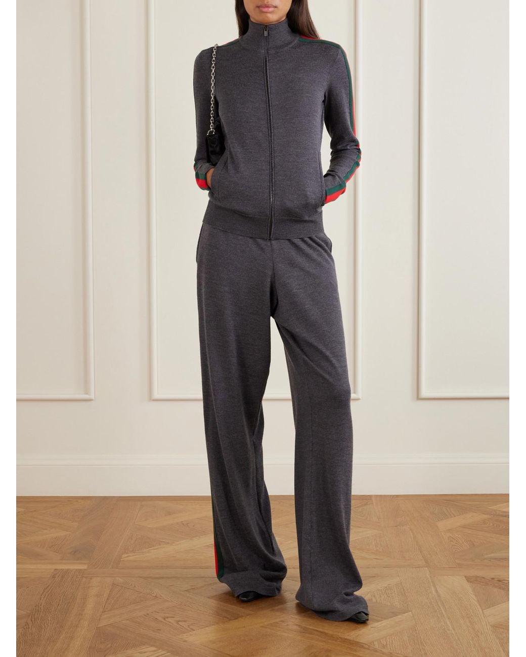 Gucci Blue Web-Trimmed Wool Cardigan