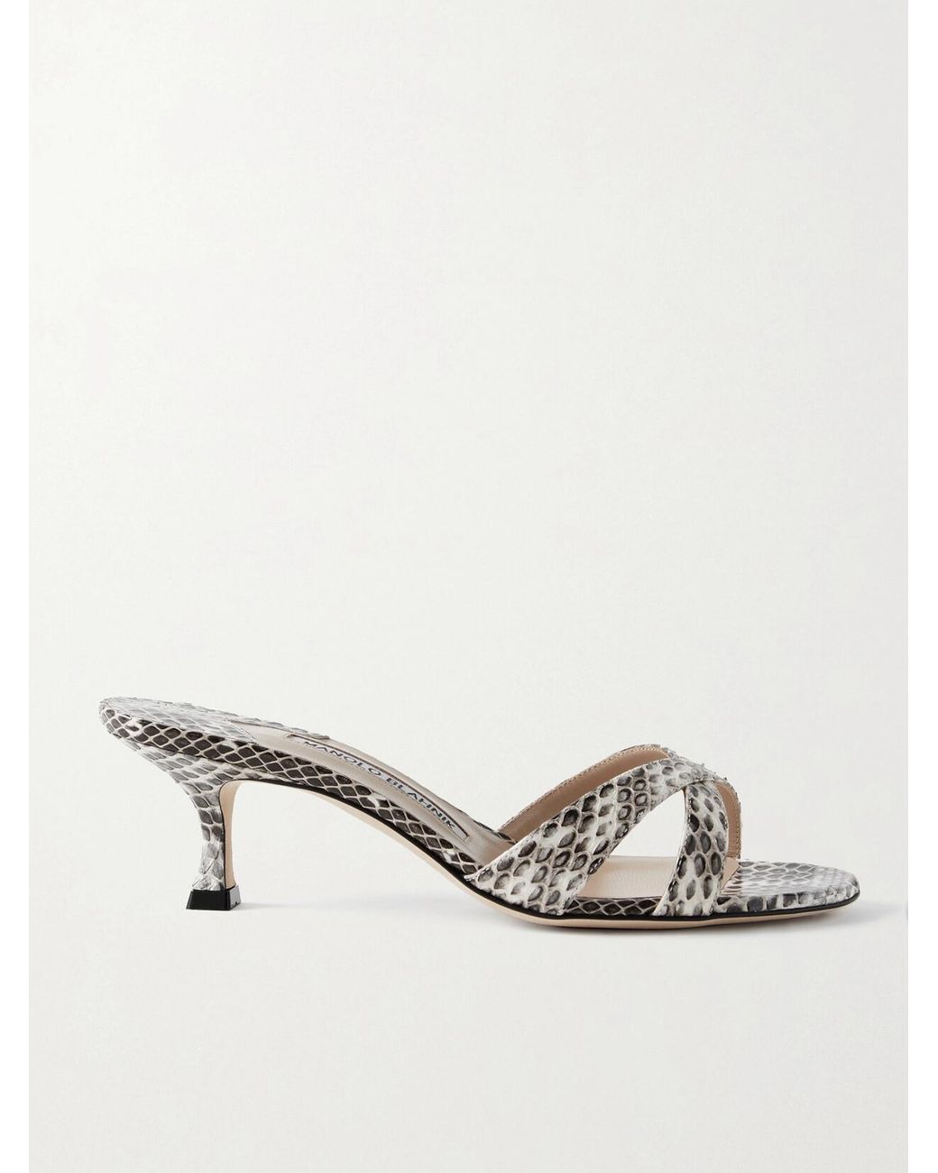 Manolo Blahnik Natural Callamu 50 Elaphe Mules