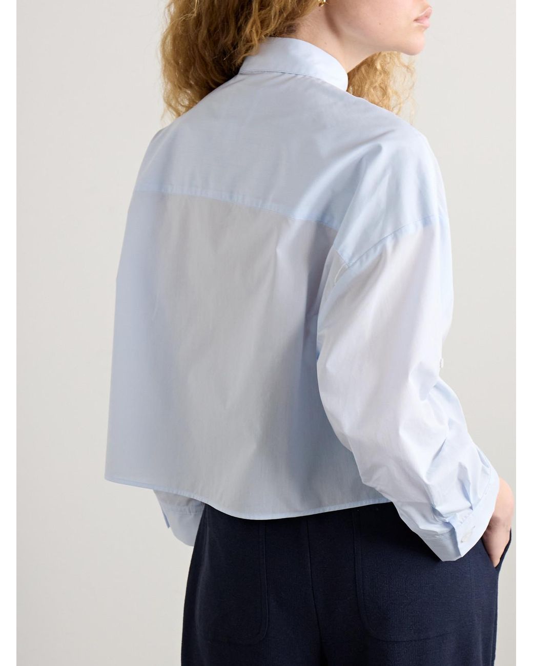 Twp Blue Next Ex Cropped Cotton-Poplin Shirt