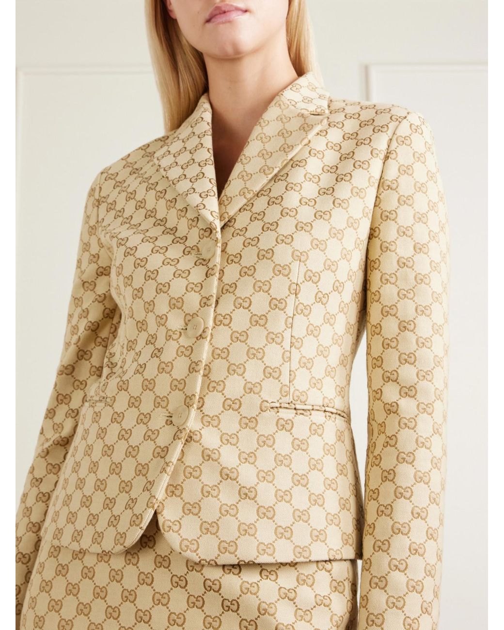 Gucci Natural Gg Supreme Canvas-Jacquard Jacket