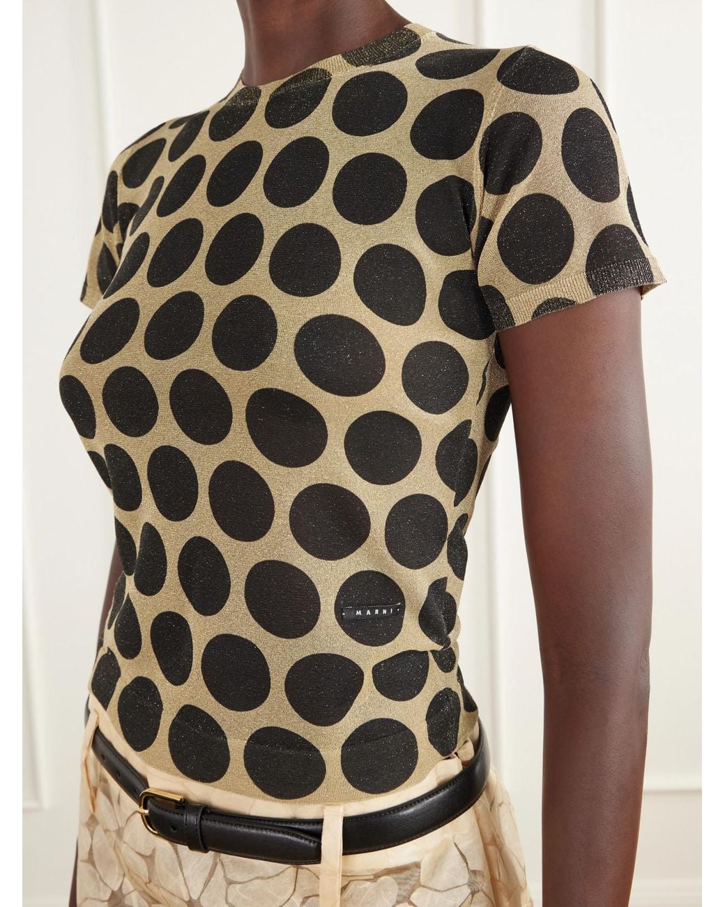 Marni Green Polka-Dot Knitted T-Shirt