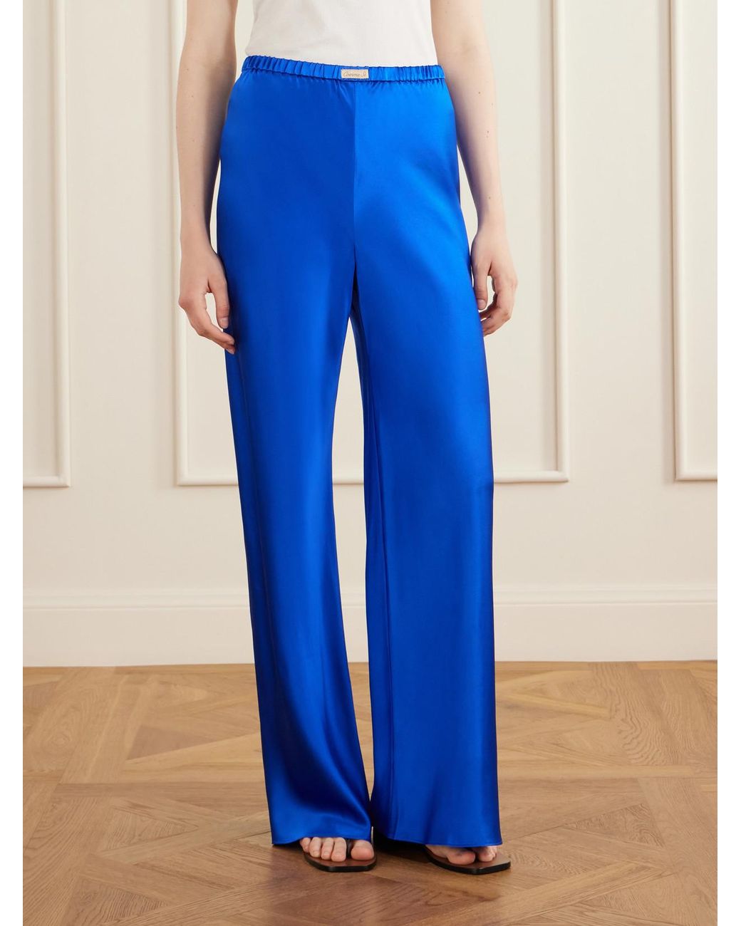 Comme Si Blue Silk-Bias Pants