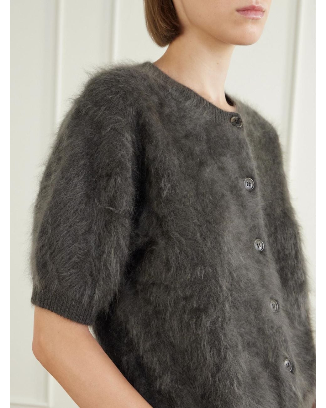 Lisa Yang Black Lucianne Brushed Cashmere Cardigan