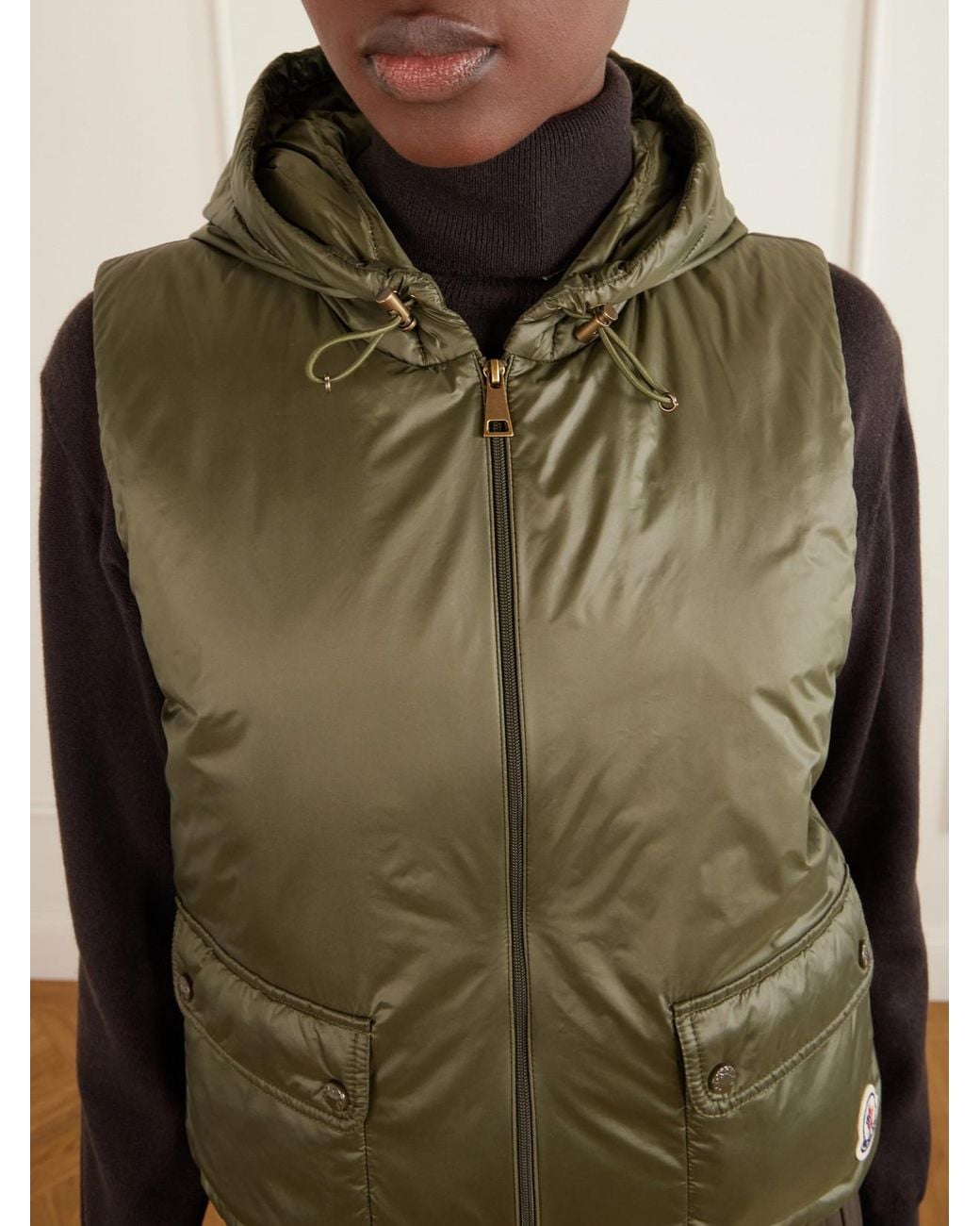 Moncler Green Lansette Hooded Shell Vest