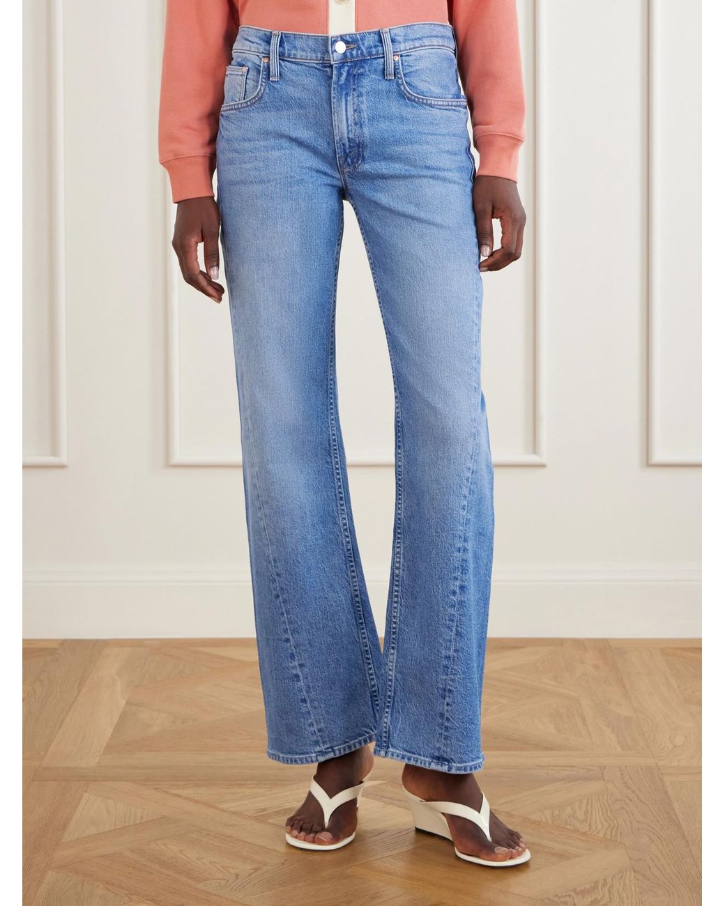 Mother Blue The Bookie Twist Skimp Mid-Rise Flared Jeans