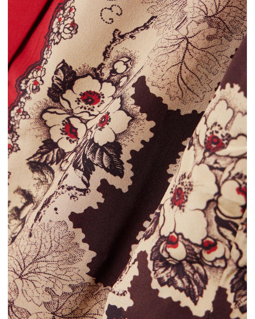 Bode Red Storybook Printed Silk Mini Dress