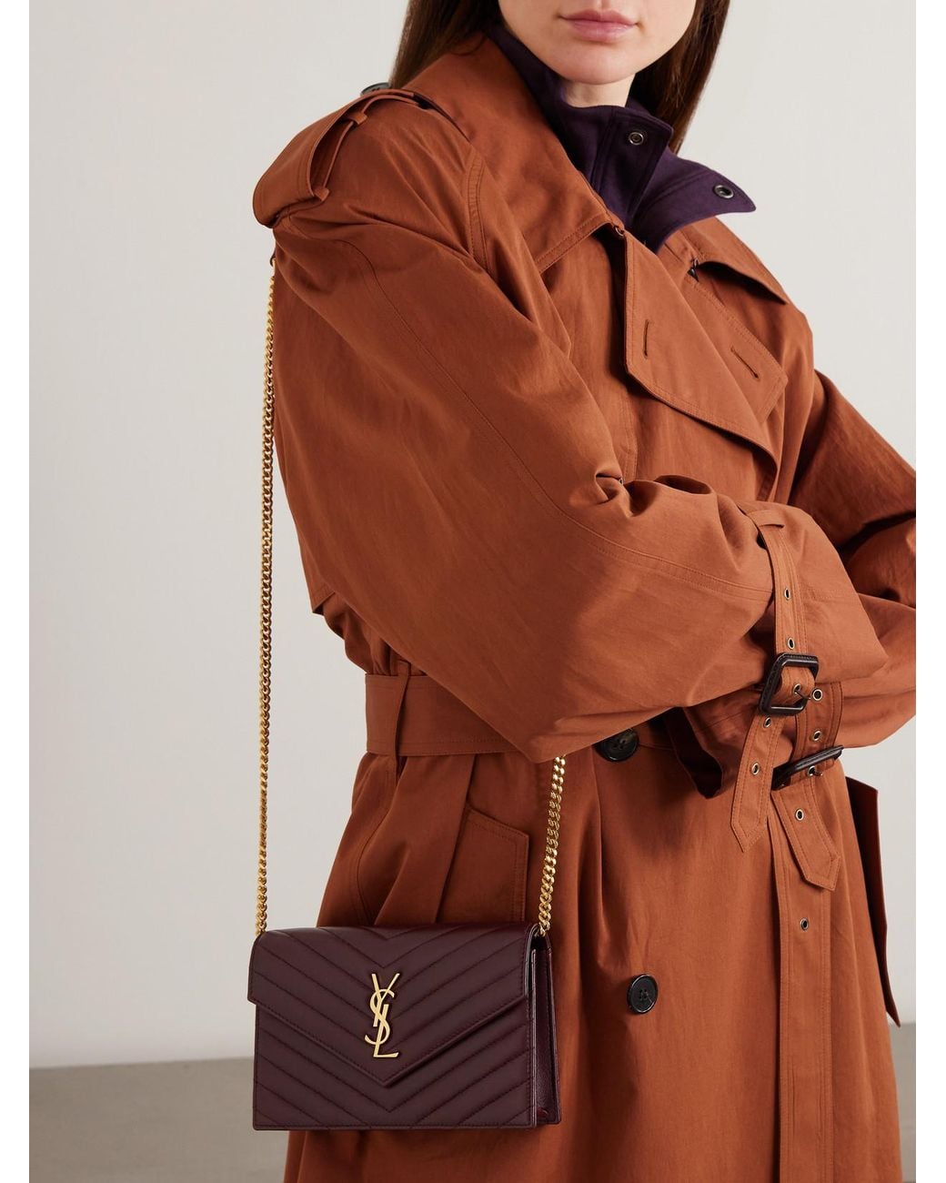 Saint Laurent Purple Cassandre Matelassé Leather Shoulder Bag