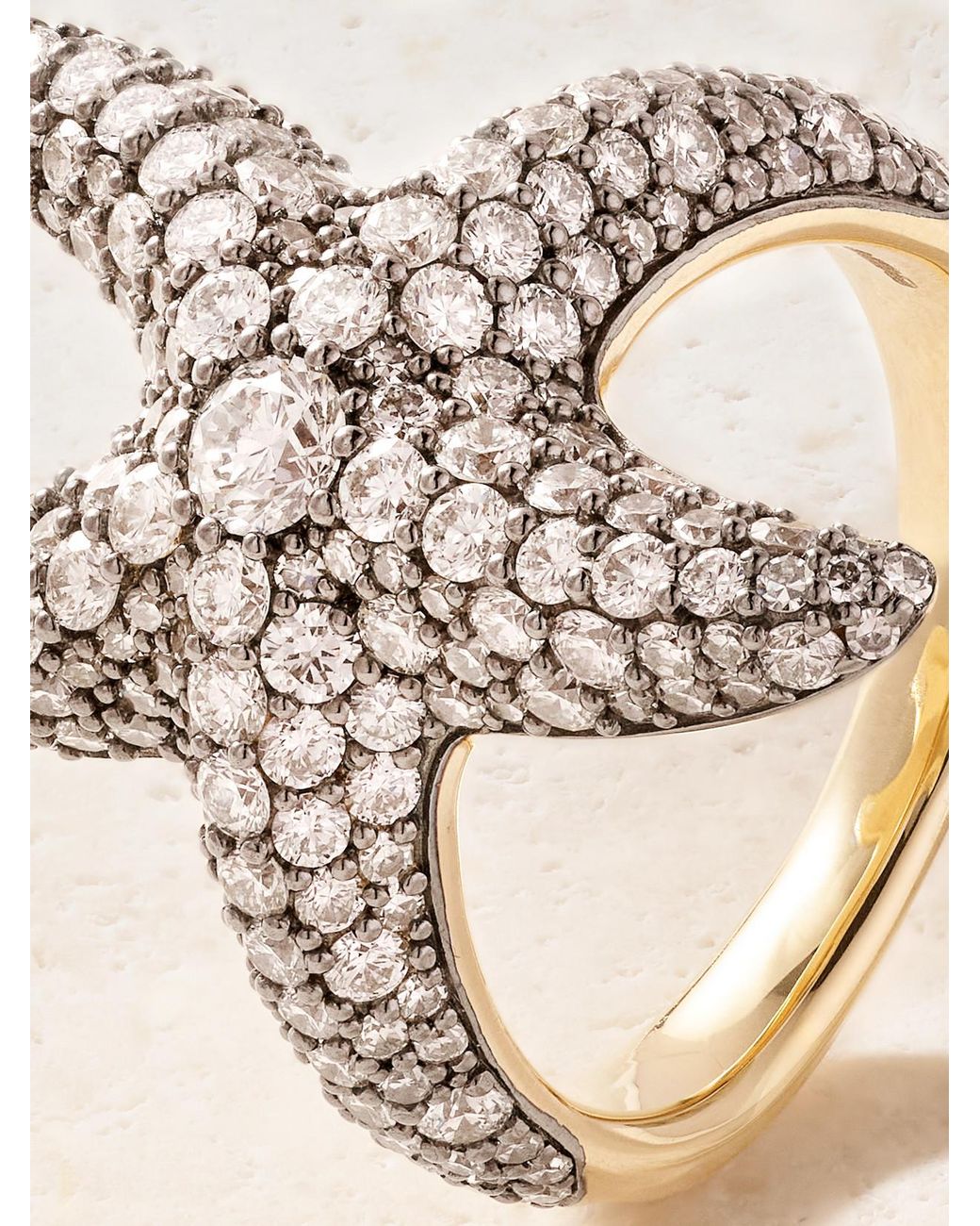 Lucy Delius Natural Sea Star Ring 14-Karat Rhodium-Plated Diamond Ring