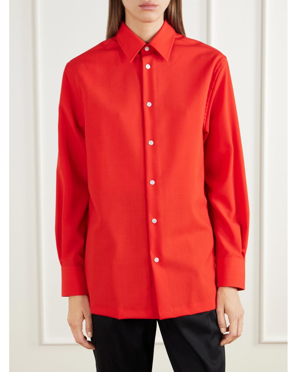 Willy Chavarria Red Wool-Twill Shirt