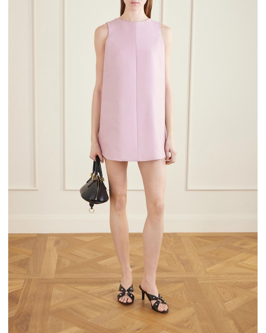 Balenciaga Pink Sack Wool And Silk-Blend Cady Mini Dress