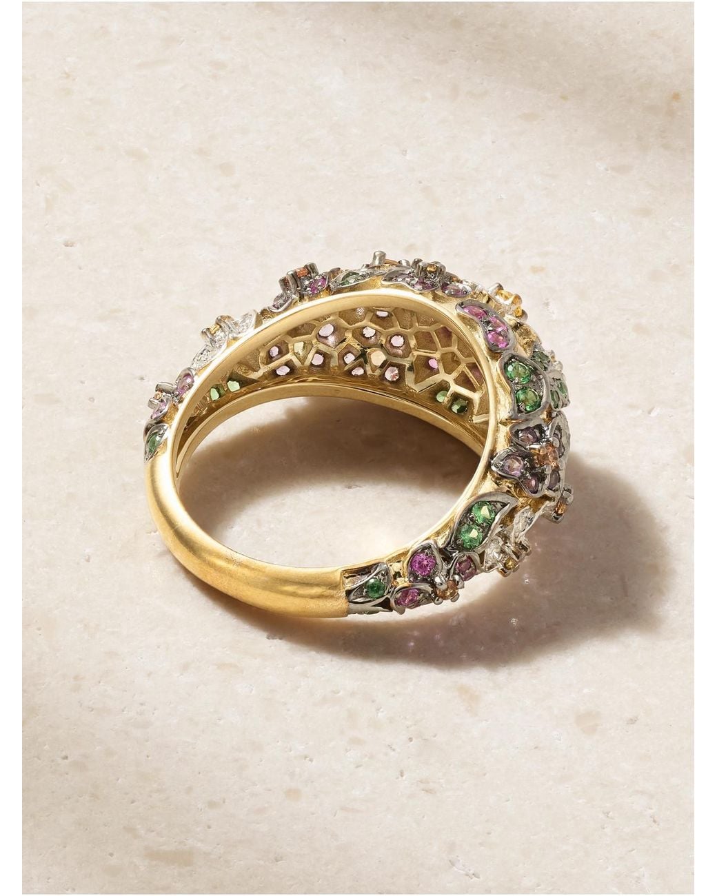 Yvonne Léon Natural Bague Dôme Mini 9-Karat And-Stones Ring